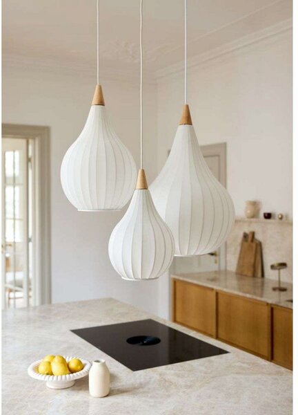 Lustră Pendul Halo Design, Alb, Camera de zi, Țesătură / Textil