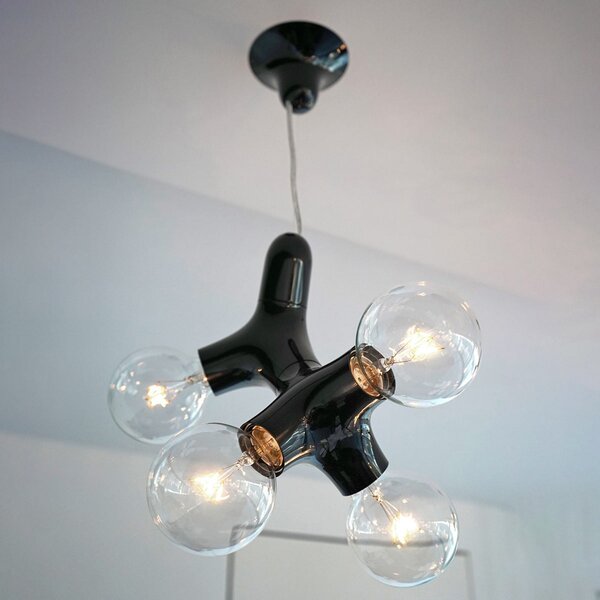 Next Lampă suspendată DNA Designer DOUBLE-5, negru, reglabil, Negru, Camera de zi / sufragerie, Plastic, Design
