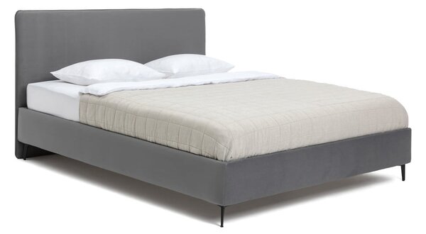 Pat matrimonial gri tapițat cu somieră 160x200 cm Noira Slim – Bonami Selection