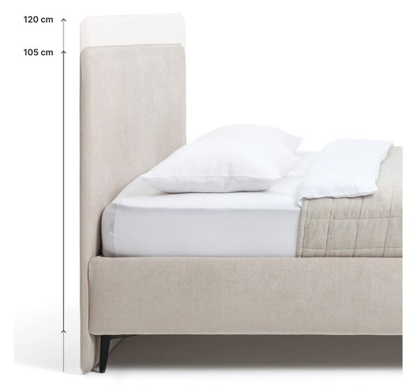 Pat matrimonial bej tapițat cu somieră 160x200 cm Noira Slim – Bonami Selection