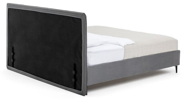 Pat matrimonial gri tapițat cu somieră 160x200 cm Noira Slim – Bonami Selection