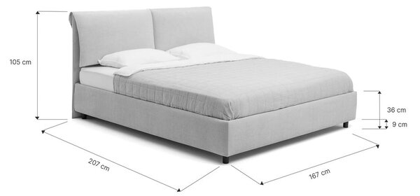Pat matrimonial bej tapițat cu spațiu de depozitare cu somieră 160x200 cm Myra Pillow – Bonami Selection