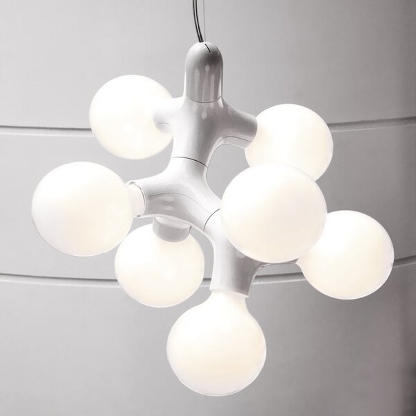 Next următorul DNA Triple - Lampă suspendată cu 7 lumini, alb, reglabil, Alb, Camera de zi / sufragerie, Plastic, Design