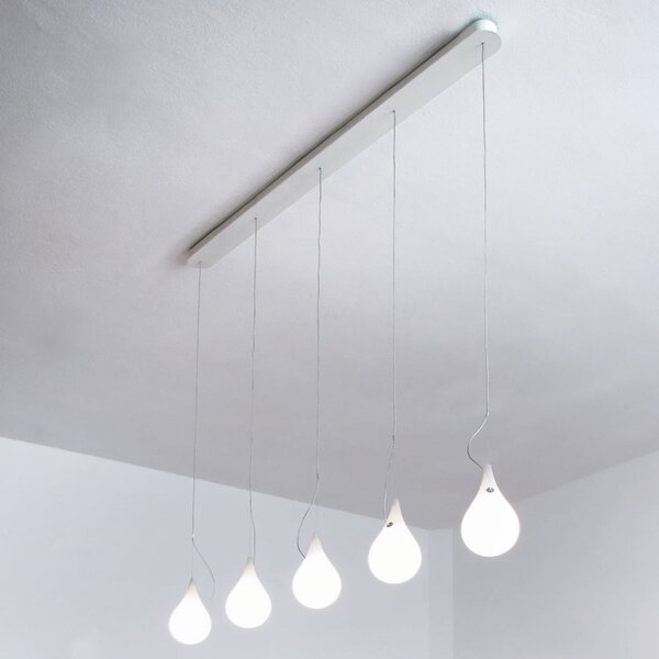 Next LIQUID LIGHT Lampă suspendată DROP-2 XS, 5 becuri, 107 cm, reglabil, Alb, Camera de zi / sufragerie, Plastic, Design