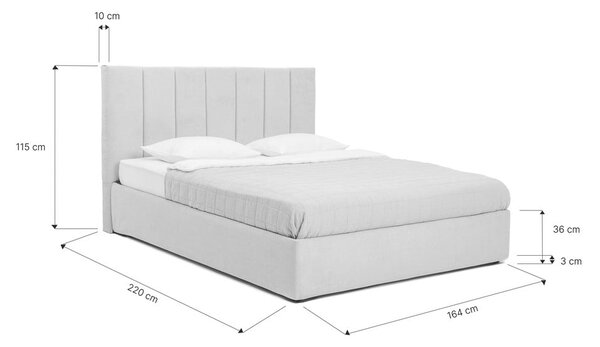 Pat matrimonial bej tapițat cu spațiu de depozitare cu somieră 160x200 cm Thessa Bold Line – Bonami Selection
