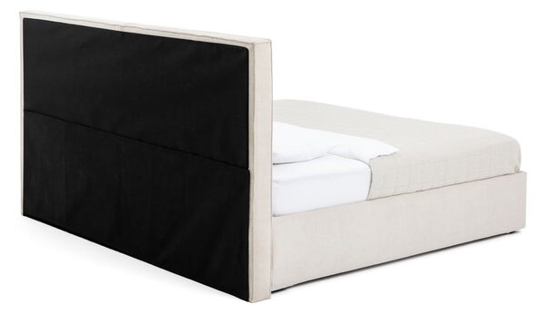 Pat matrimonial bej tapițat cu spațiu de depozitare cu somieră 160x200 cm Thessa Bold Line – Bonami Selection