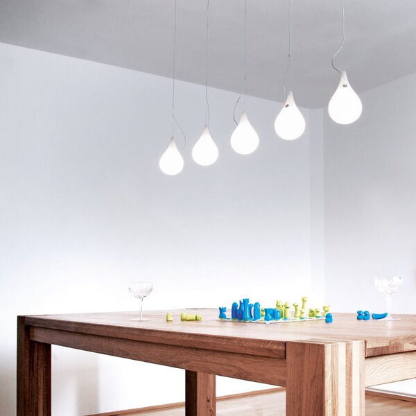 Next LIQUID LIGHT Lampă suspendată DROP-2 XS, 5 becuri, 107 cm, reglabil, Alb, Camera de zi / sufragerie, Plastic, Design