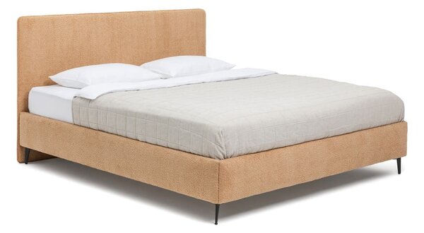 Pat matrimonial galben muștar tapițat cu somieră 160x200 cm Noira Slim – Bonami Selection