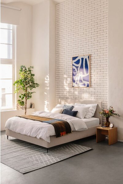 Pat matrimonial bej tapițat cu somieră 160x200 cm Noira Slim – Bonami Selection