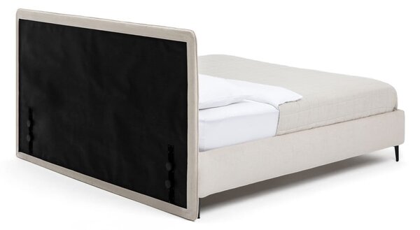 Pat matrimonial bej tapițat cu somieră 160x200 cm Noira Slim – Bonami Selection