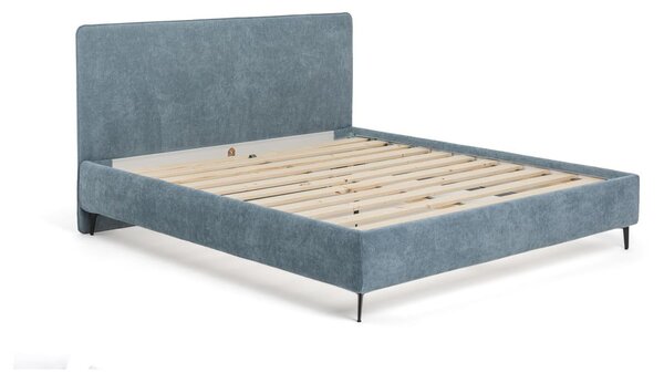 Pat matrimonial albastru tapițat cu somieră 160x200 cm Noira Slim – Bonami Selection