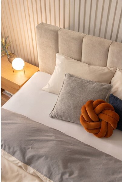 Pat matrimonial bej tapițat cu spațiu de depozitare cu somieră 160x200 cm Thessa Bold Line – Bonami Selection