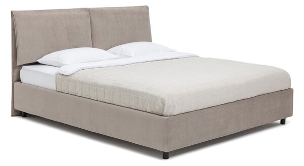 Pat matrimonial taupe tapițat cu spațiu de depozitare cu somieră 160x200 cm Myra Pillow – Bonami Selection