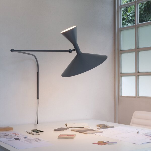 Nemo Lampe de Marseille aplică perete, gri mat, Gri, Camera de zi / sufragerie, Metal