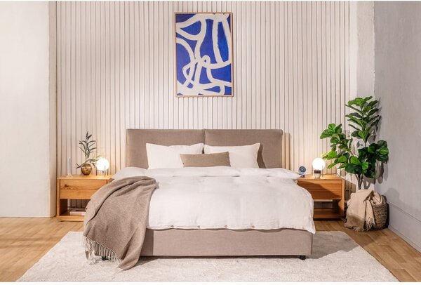Pat matrimonial taupe tapițat cu spațiu de depozitare cu somieră 160x200 cm Myra Pillow – Bonami Selection