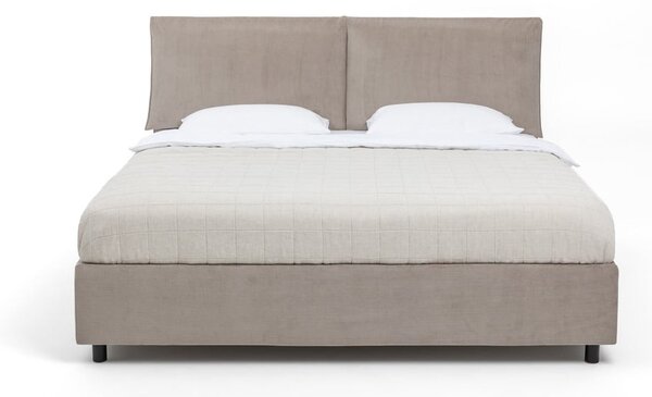 Pat matrimonial taupe tapițat cu spațiu de depozitare cu somieră 160x200 cm Myra Pillow – Bonami Selection