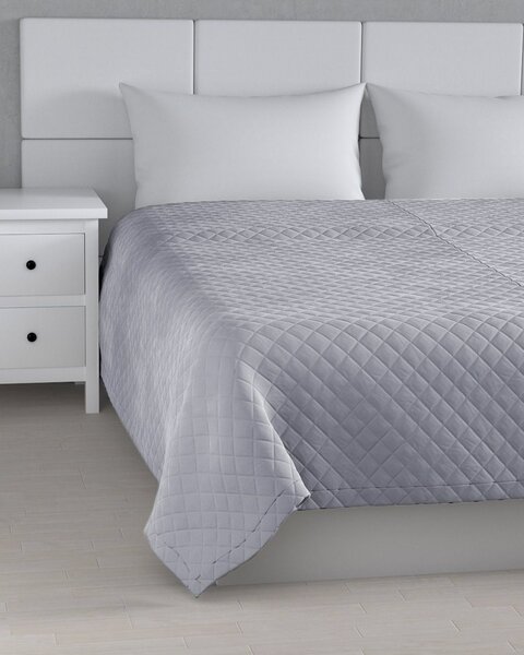 Cuvertura matlasata cu diamante culoare gri Țesătură gloss, catifea