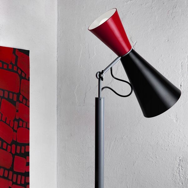 Nemo Parliament lampadar, negru/roșu, reglabil, Negru, Camera de zi / sufragerie, Metal, Design, Proiector suspendat