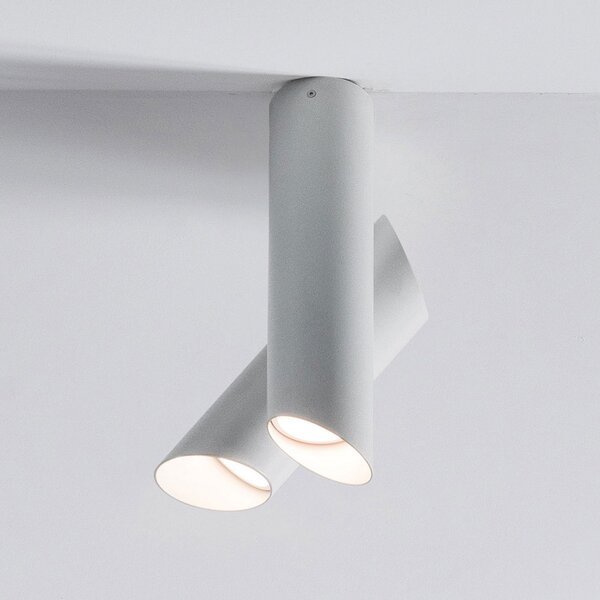 Nemo Tubes LED plafonieră 2 becuri alb/alb, reglabil, Alb, Camera de zi / sufragerie, Metal, Modern