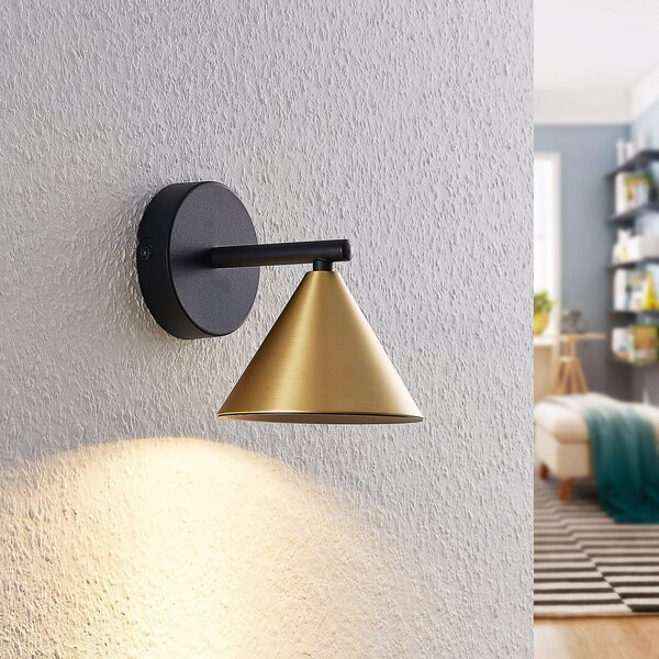 Lampă de perete Lucande, Kartio, reglabil, Negru, Camera de zi, Metal, Design