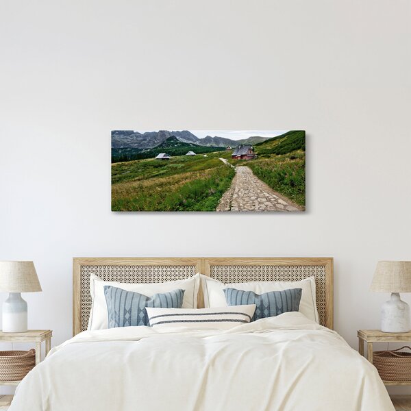 Tablou - Peisaj montan cu case (120x50 cm)