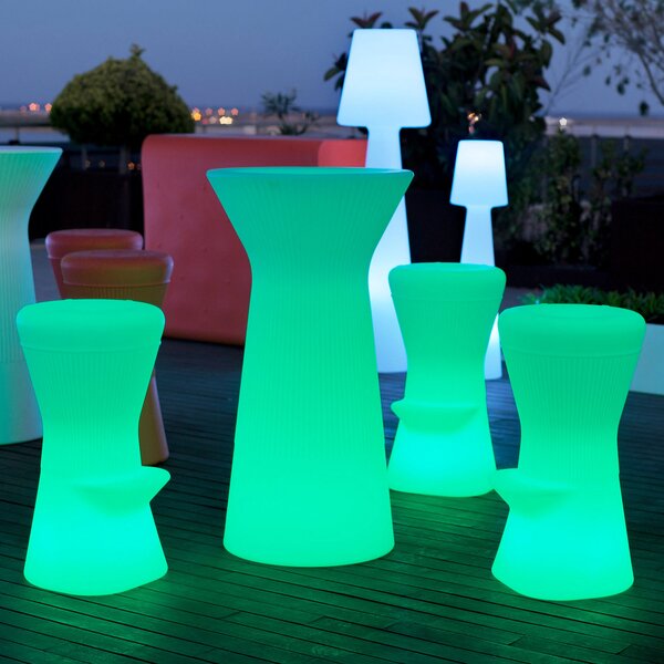 Newgarden Capri LED masă de bar alimentată cu baterii, RGBW, 110 cm, reglabil, Alb, Plastic, Modern