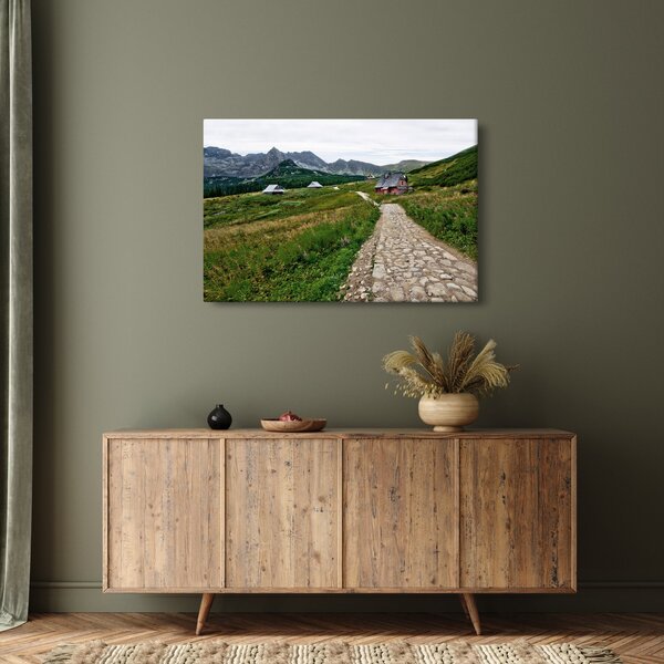 Tablou - Peisaj montan cu case (90x60 cm)