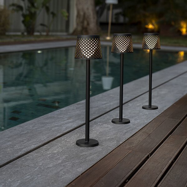 Newgarden Greta lampă solară LED, negru, Negru, Plastic, Spot de exterior / vârf de pământ