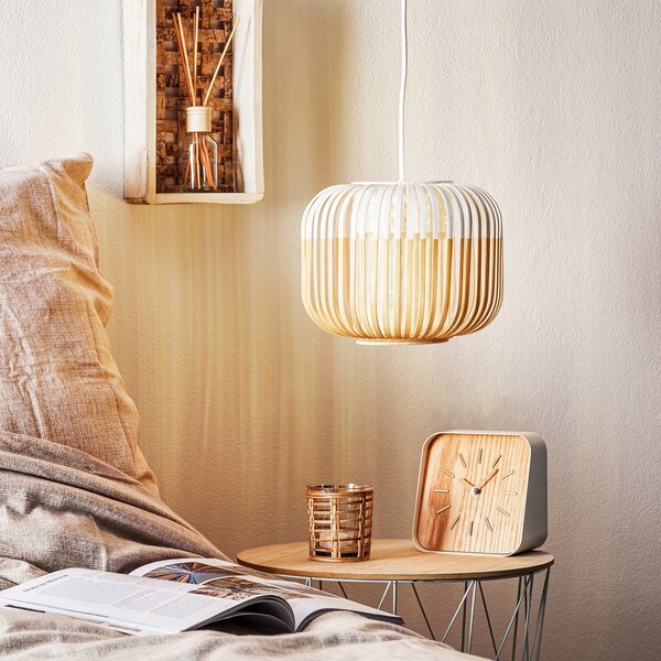 Lustră Pendul Forestier, Bamboo Light XS, reglabil, Alb, Camera de zi, Bamboo, Design