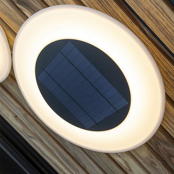 Newgarden Wally Lampă solară LED de perete, Ø 27 cm, Alb, Plastic, Lumini solare