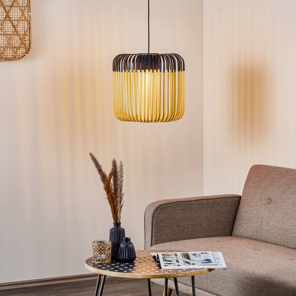 Lustră Pendul Forestier, Bamboo Light M, reglabil, Negru, Camera de zi, Bamboo, Design