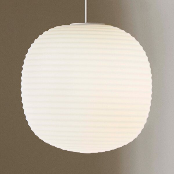 New Works Lantern Lampă suspendată medie, Ø 30cm, reglabil, Alb, Camera de zi / sufragerie, Sticlă, Design, Suspensie cu flacără unică