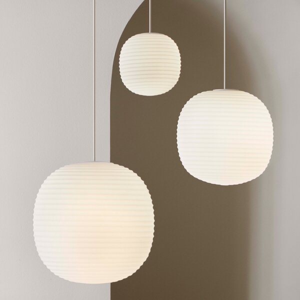New Works Lantern Lampă suspendată medie, Ø 30cm, reglabil, Alb, Camera de zi / sufragerie, Sticlă, Design, Suspensie cu flacără unică