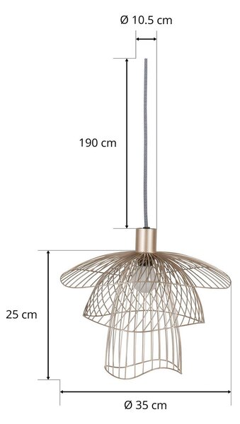 Lustră Pendul Forestier, Papillon XS, reglabil, Bej, Camera de zi, Metal, Design