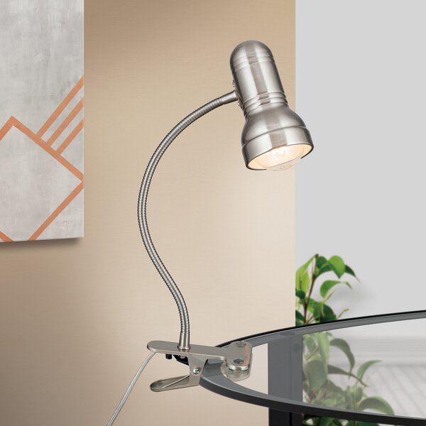 ORION Lampă cu clemă Samala satinată, Gri, Studiu / Birou, Metal, Modern