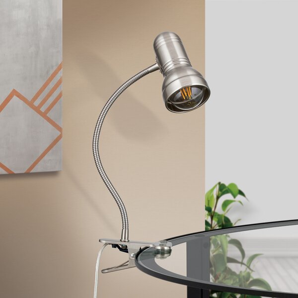 ORION Lampă cu clemă Samala satinată, Gri, Studiu / Birou, Metal, Modern