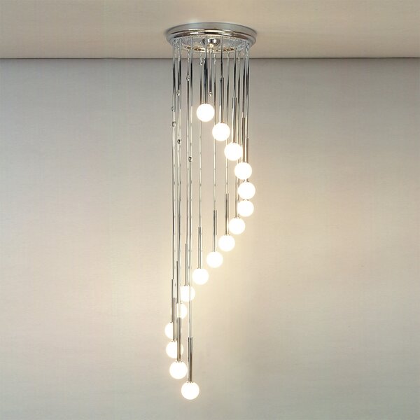 ORION Vercromte lampă suspendată TALISA cu sticlă opal, Metalic, Camera de zi / sufragerie, Metal, Design