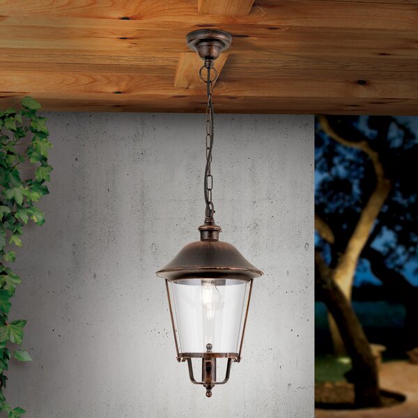 ORION Lampă suspendată de exterior Mariella, negru-cupru, metal, Cupru, Metal, Antichitate