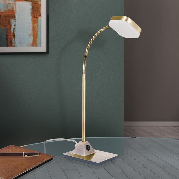 ORION Lampă de masă LED Tobias, alamă antic, Auriu / Alamă, Camera de zi / sufragerie, Metal, Modern