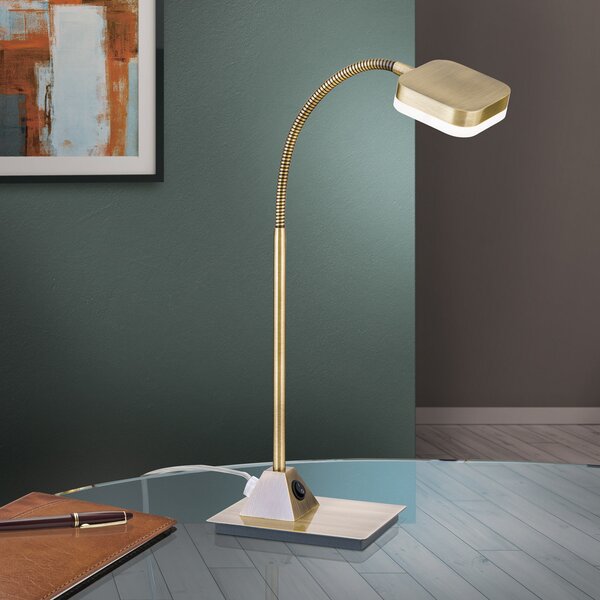ORION Lampă de masă LED Tobias, alamă antic, Auriu / Alamă, Camera de zi / sufragerie, Metal, Modern