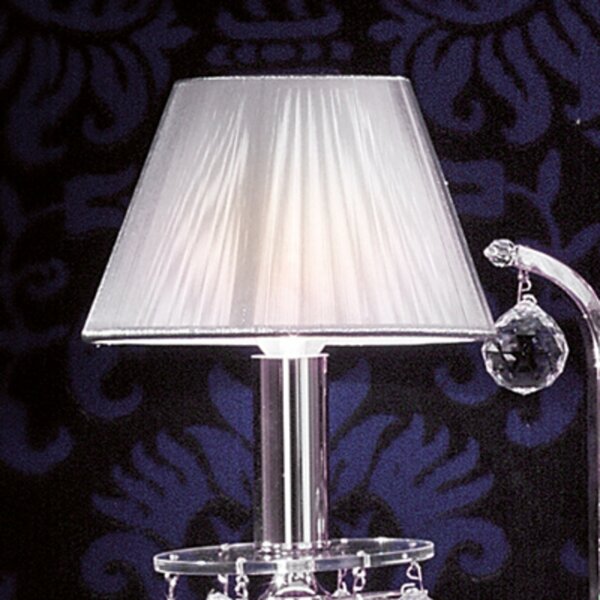 ORION Aplică perete textilă argintie Kristalldesign 2bec, reglabil, Metalic, Camera de zi / sufragerie, Cristal