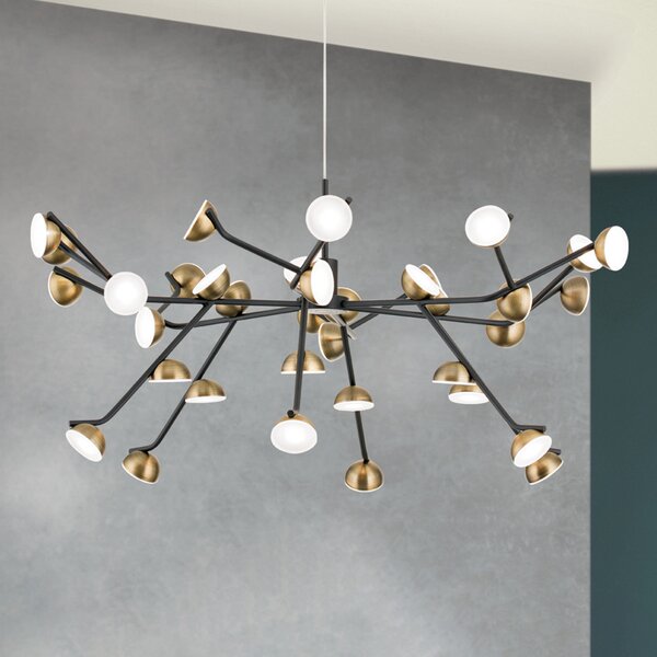 ORION Lampă suspendată LED Blossom, 36 becuri, Negru, Camera de zi / sufragerie, Metal