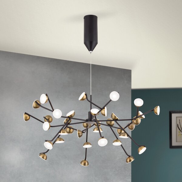 ORION Lampă suspendată LED Blossom, 36 becuri, Negru, Camera de zi / sufragerie, Metal