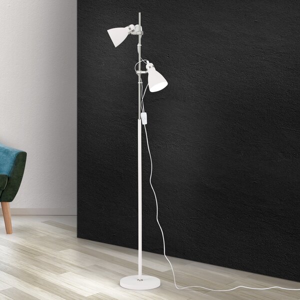 ORION Lampă de podea School cu 2 spoturi, alb, Alb, Camera de zi / sufragerie, Metal, Modern