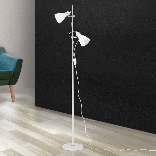 ORION Lampă de podea School cu 2 spoturi, alb, Alb, Camera de zi / sufragerie, Metal, Modern