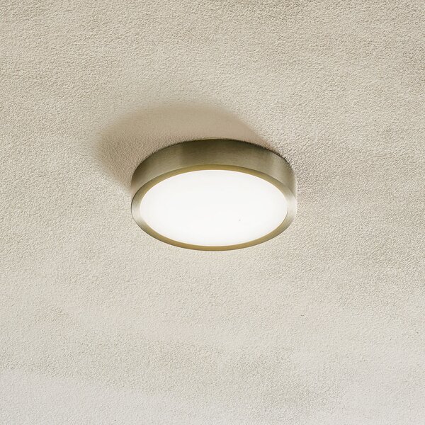 ORION Plafonieră Bully LED, nichel mat, Ø 14 cm, Metalic, Camera de zi / sufragerie, Metal, Modern