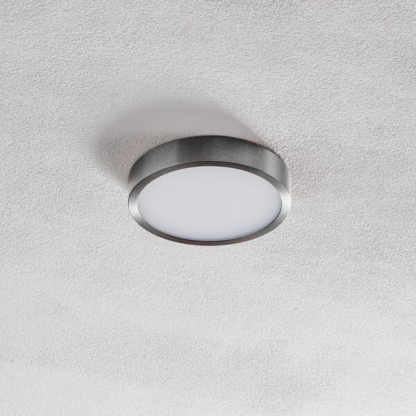 ORION Plafonieră Bully LED, nichel mat, Ø 14 cm, Metalic, Camera de zi / sufragerie, Metal, Modern