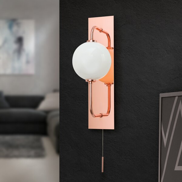 ORION Aplică perete LED Pipes cu sferă de sticlă, cupru, reglabil, Cupru, Camera de zi / sufragerie, Metal, Modern