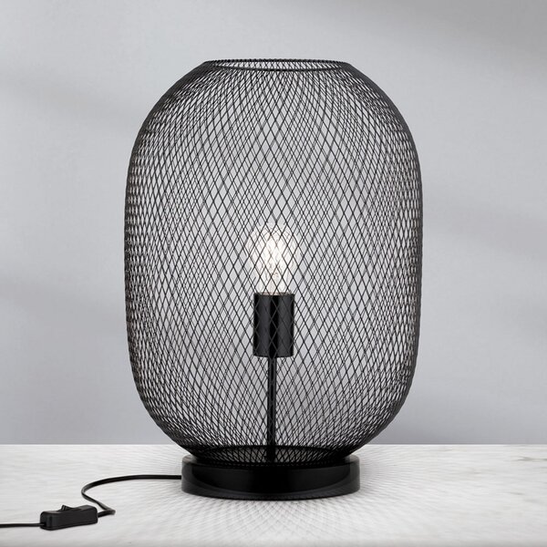 ORION Lampă de masă Georgina cu abajur colivie, Negru, Camera de zi / sufragerie, Metal, Modern