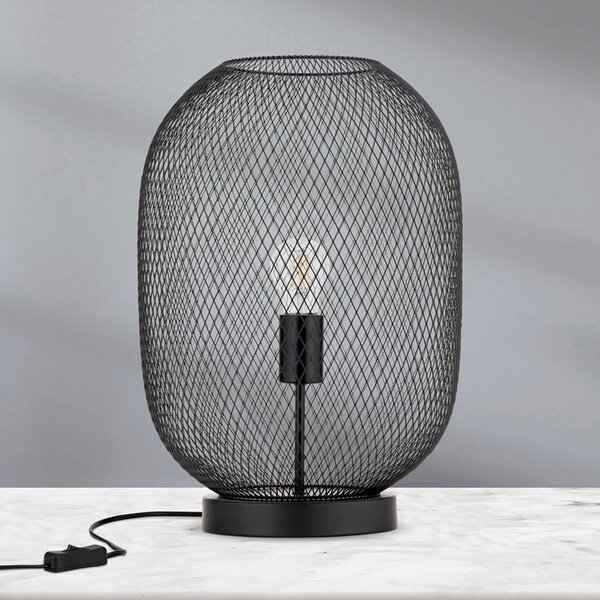 ORION Lampă de masă Georgina cu abajur colivie, Negru, Camera de zi / sufragerie, Metal, Modern
